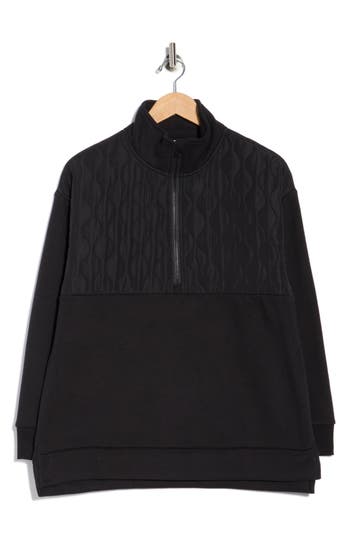 90 Degree By Reflex Silicon Fleece Half Zip Pullover In Black