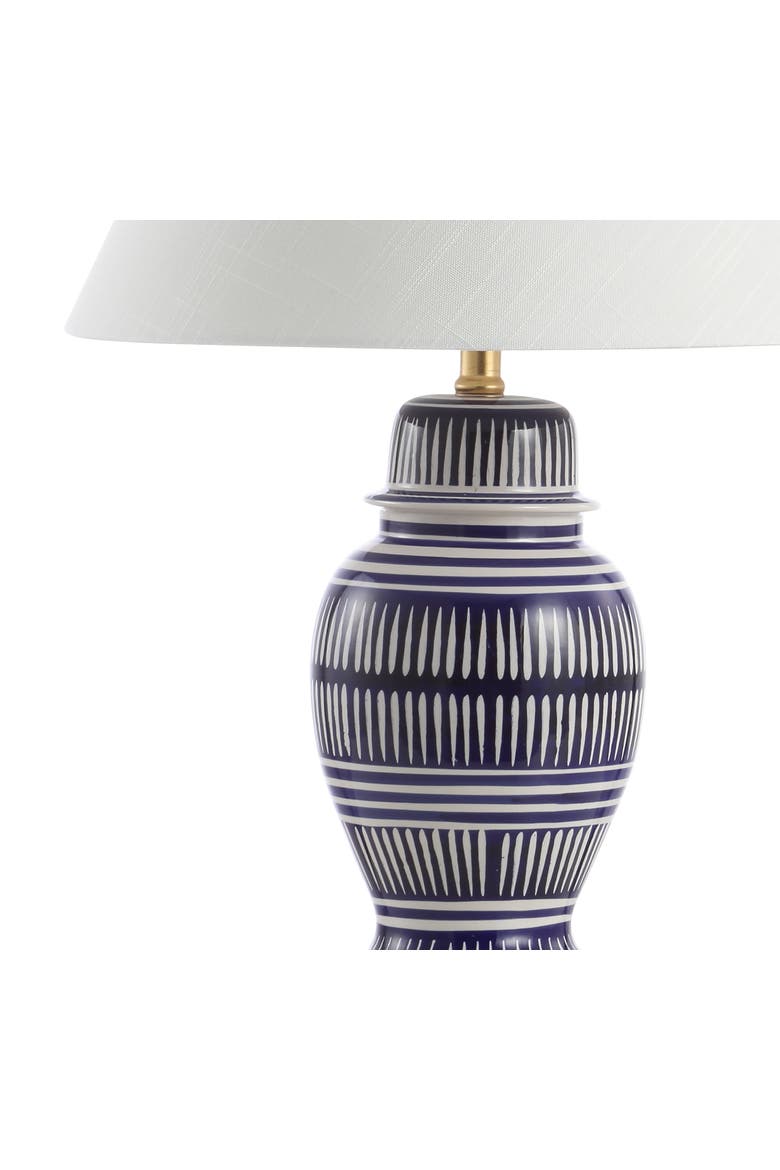 Reed 27" Ceramic/Iron Modern Coastal LED Table Lamp, Navy, Alternate, color, Blue/White