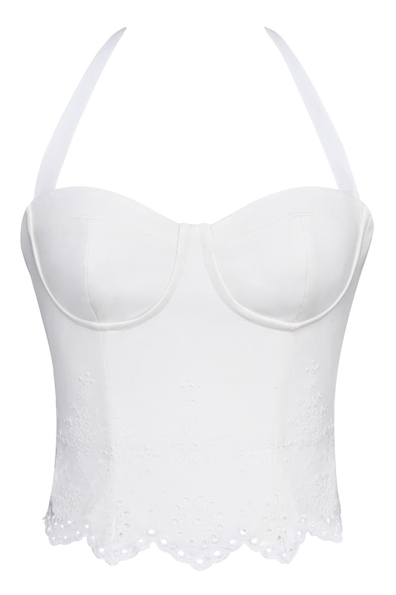 Zizi Halter Neck Broderie Dress, Alternate, color, WHITE