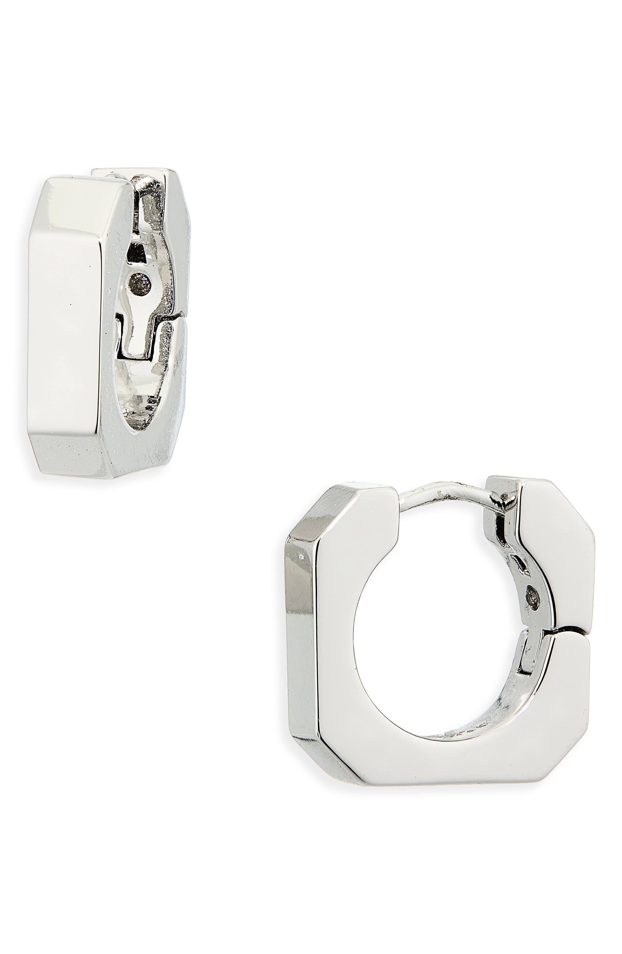 Square Hexagonal Huggie Hoop Earrings