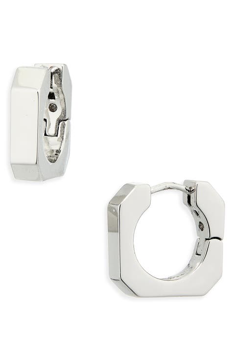 Square Hexagonal Huggie Hoop Earrings