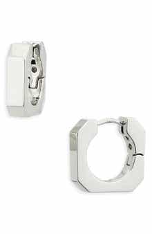 Square Hexagonal Huggie Hoop Earrings