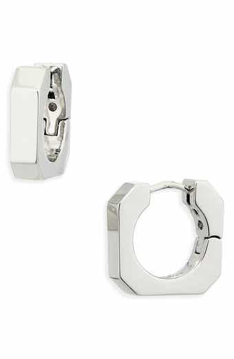 Square Hexagonal Huggie Hoop Earrings