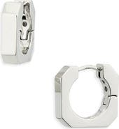 AllSaints Square Hexagonal Huggie Hoop Earrings