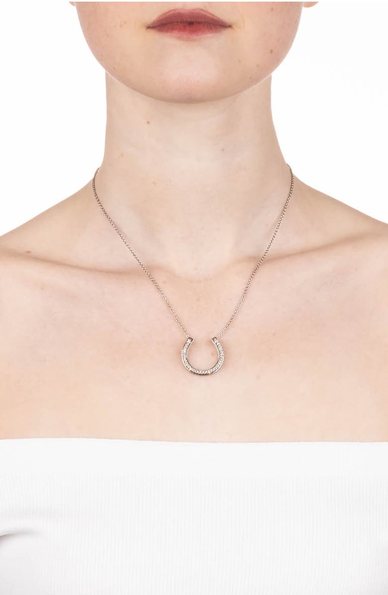 Alexis Bittar Crystal Encrusted Horseshoe Pendant Necklace, Alternate, color, 