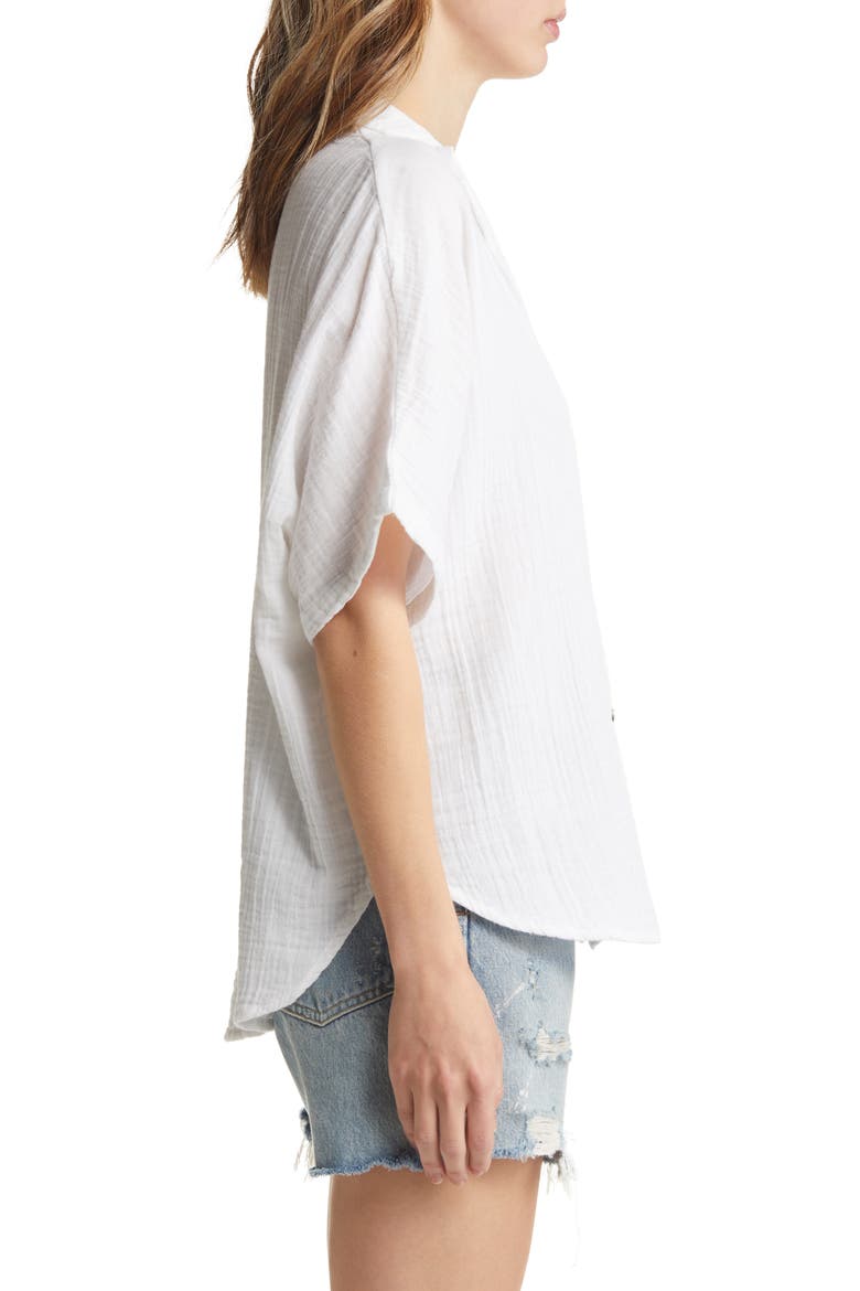 Women's Surf Short Sleeve Button-Up Shirt, Alternate, color, WHITE