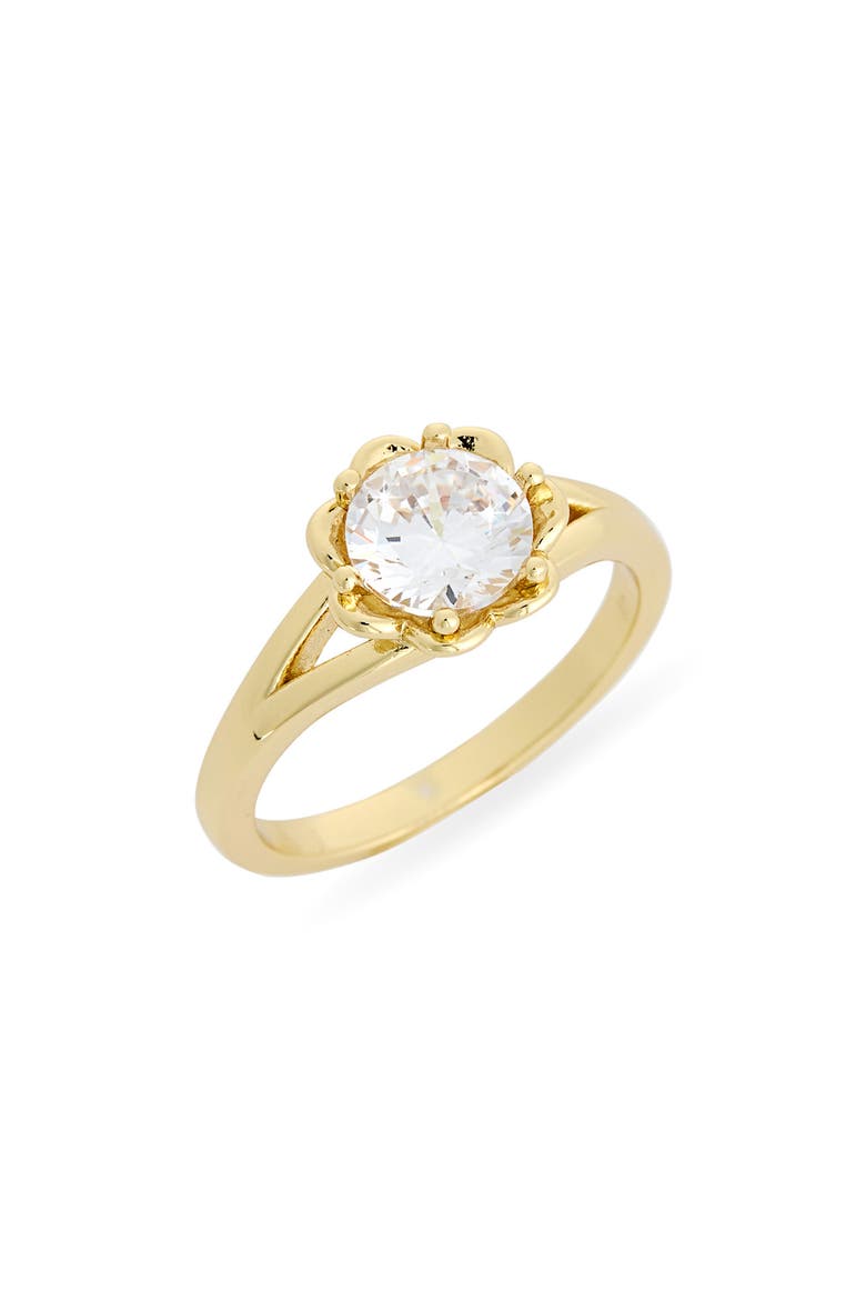 Cubic Zirconia Flower Ring, Main, color, CLEAR / GOLD
