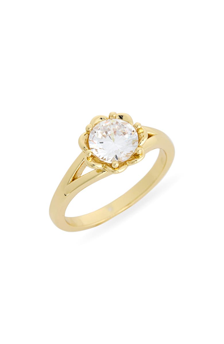 Covet Cubic Zirconia Flower Ring, Main, color, Clear / Gold