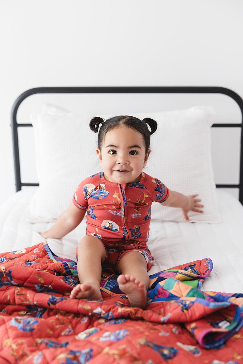 Llama Llama Red Pajama Zipper Shortie Romper, Alternate, color, Red