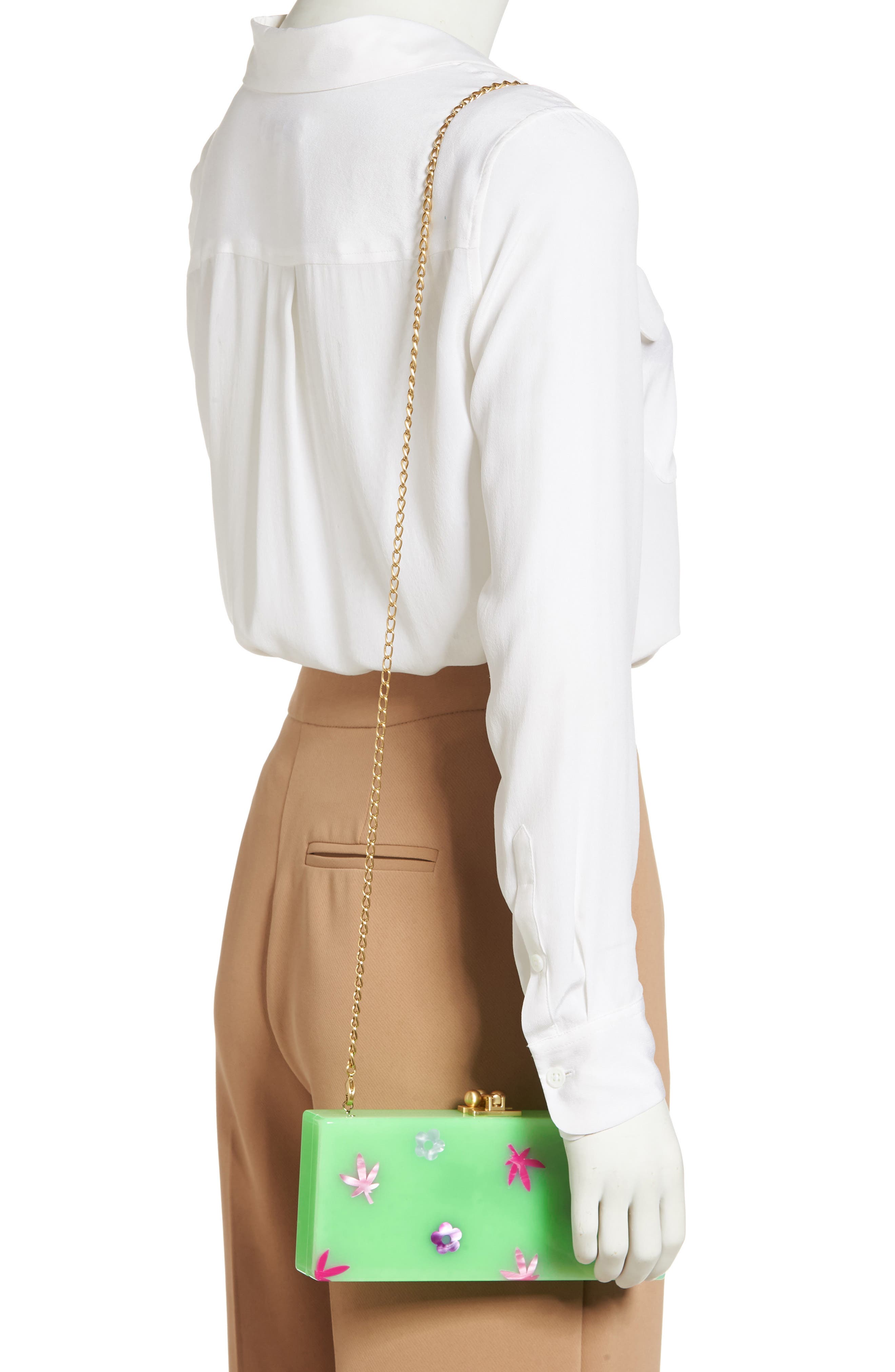 Edie Parker Floral Slim Acrylic Box Clutch, Alternate, color, 