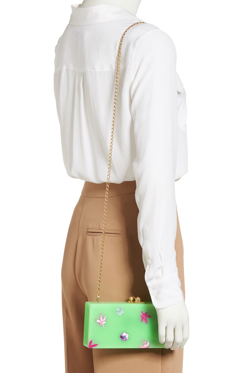 Edie Parker Floral Slim Acrylic Box Clutch, Alternate, color,