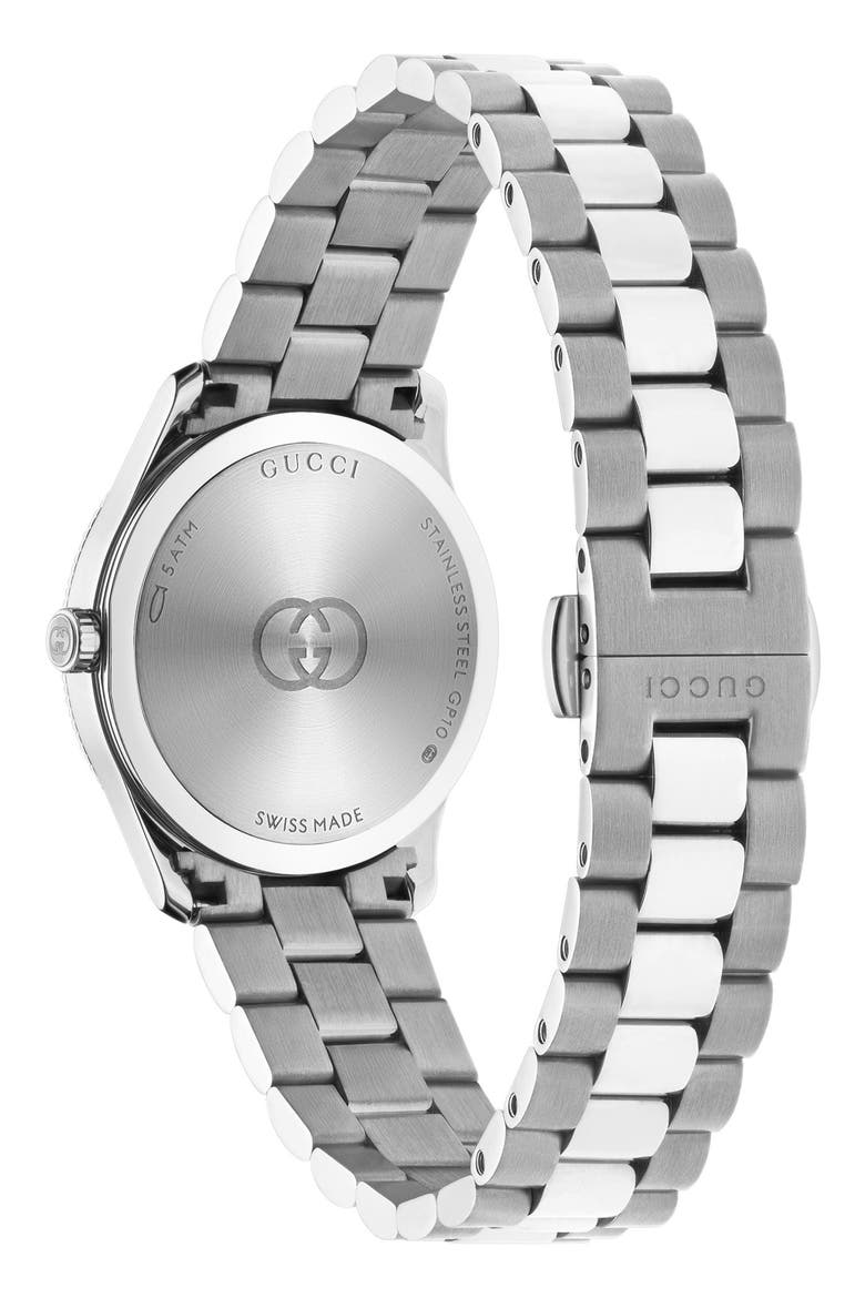 G-Timeless Diamond Slim Bracelet Watch, 29mm, Alternate, color, SILVER/ BURGUNDY