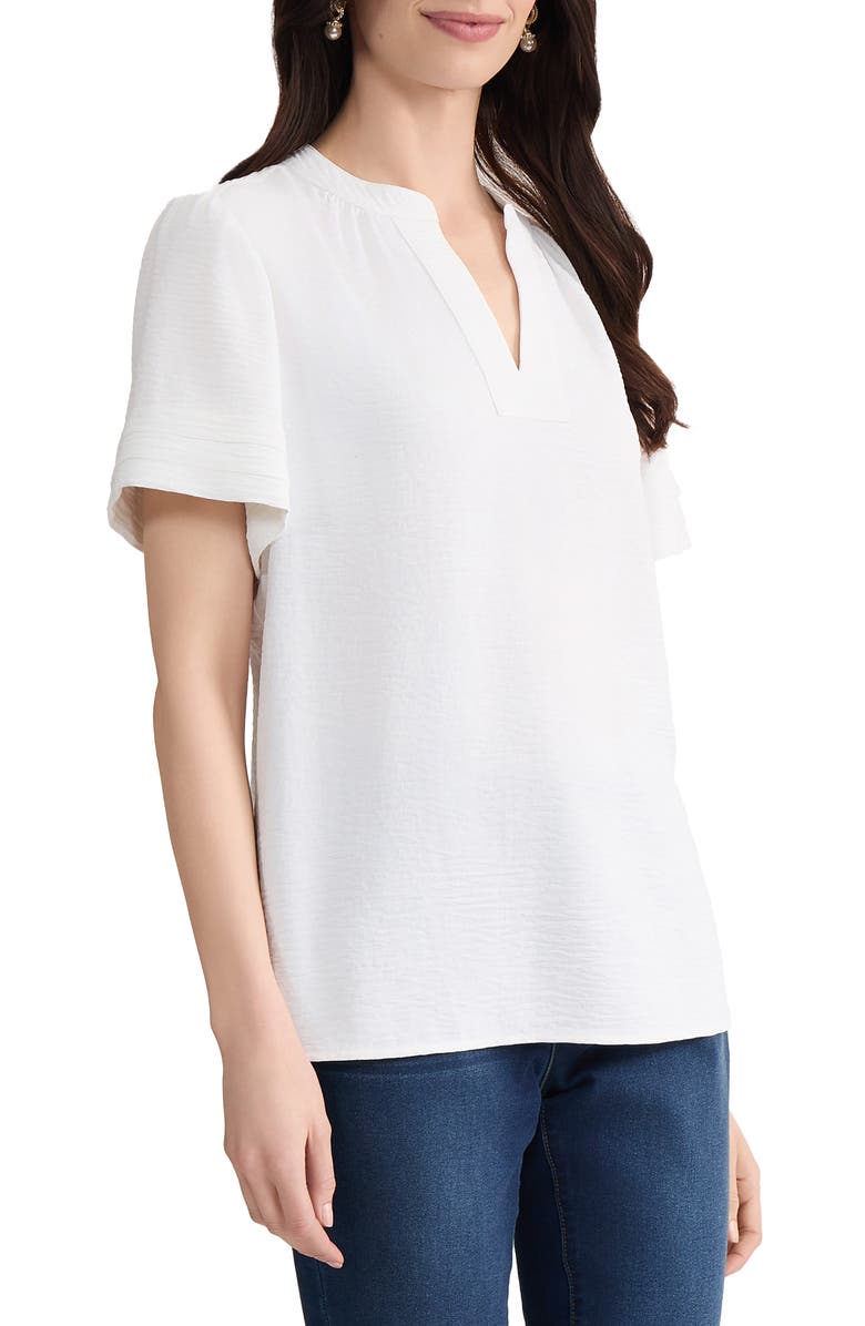 Jones New York Short Sleeve Woven Shirt, Alternate, color, Natural White