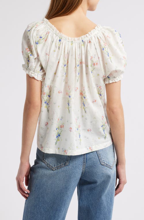 Shop Doen Dôen Frederica Floral Organic Cotton Top In Painted Bouquet