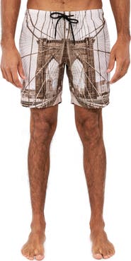 Brooklyn Brigade Slim Fit Brooklyn Bridge Swim Trunks