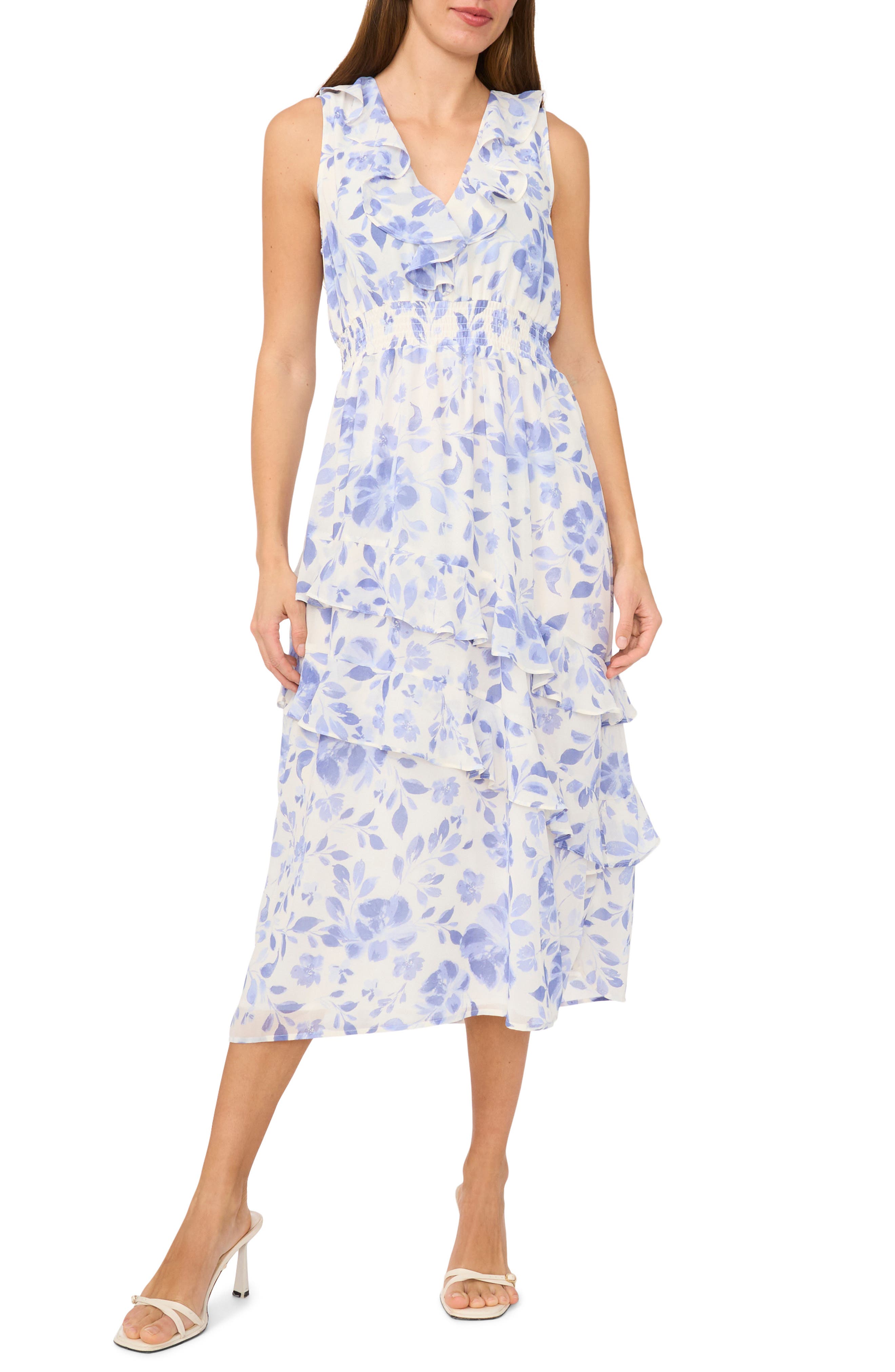 Parker V-Neck Tiered Midi Dress