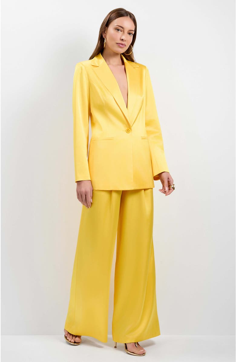 Trina Turk Giardino Satin Blazer, Main, color, Lambretta Lemon