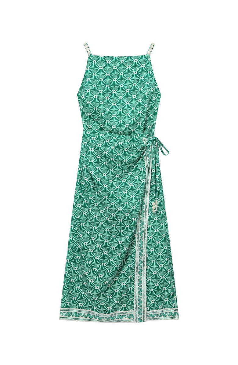 MINT VELVET Linen Blend Square Neck Midi Dress, Alternate, color, Green