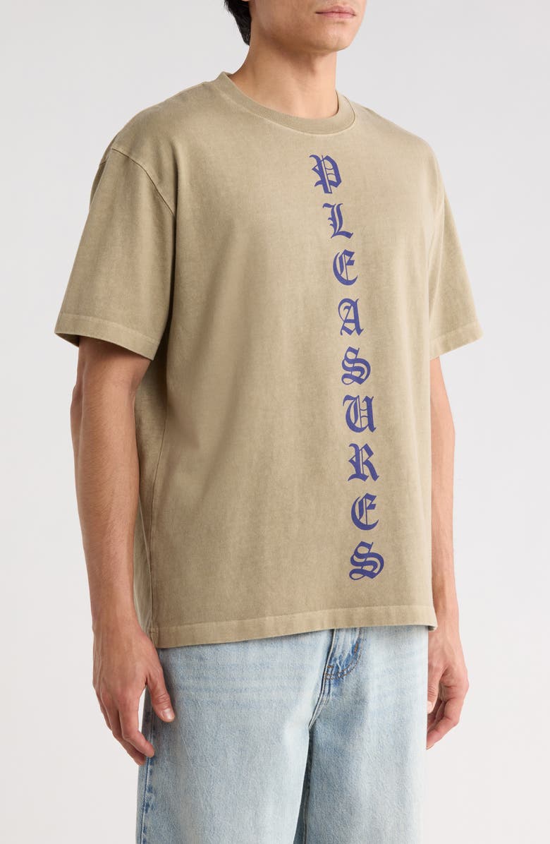 PLEASURES Knight Overdye Graphic Logo T-Shirt, Alternate, color, Tan