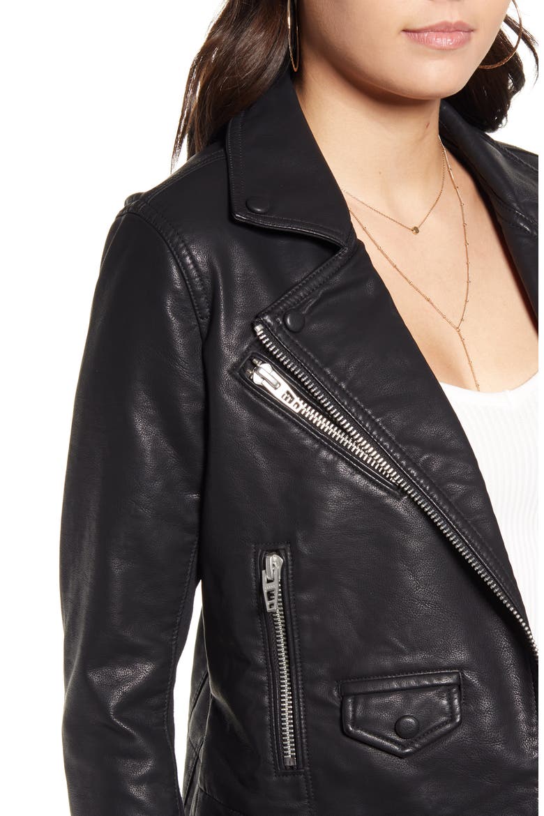 Faux Leather Moto Jacket, Alternate, color, BARE MINIMUM