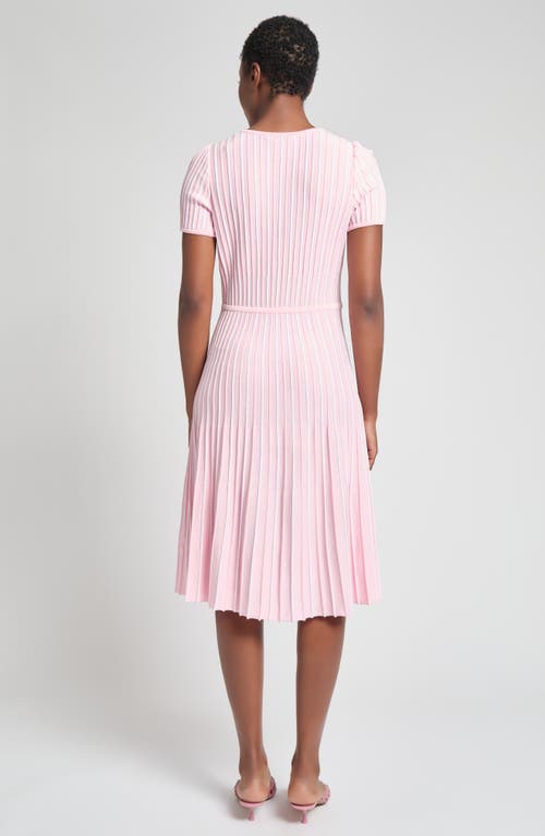 Shop Ming Wang Modern Fit Stripe A-line Knit Dress In Rose/white