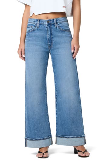 Hudson Jeans Jolene Cuffed Hem Wide Leg Jeans In Blue