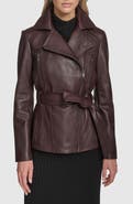 Andrew Marc Violet Leather Trench Jacket