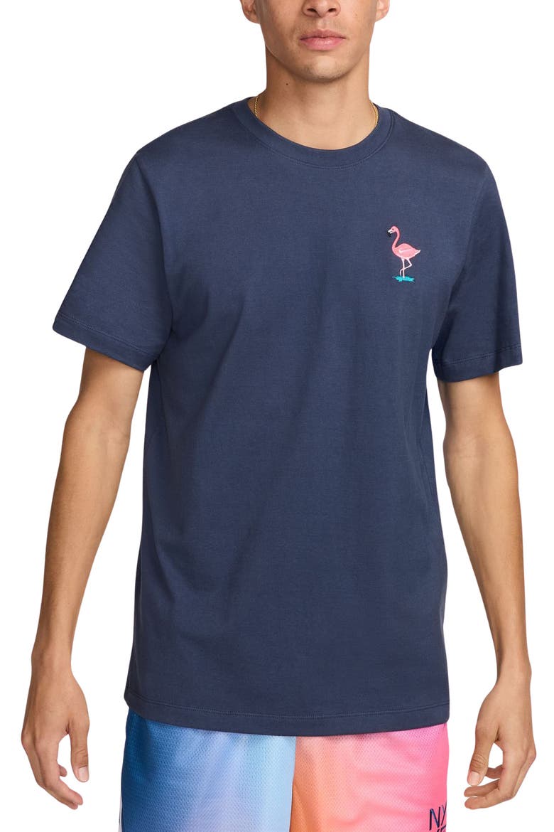 Embroidered Cotton T-Shirt, Main, color, THUNDER BLUE