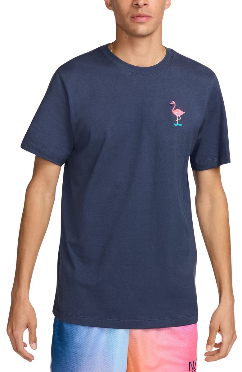 Nike Embroidered Cotton T-Shirt, Main, color, Thunder Blue