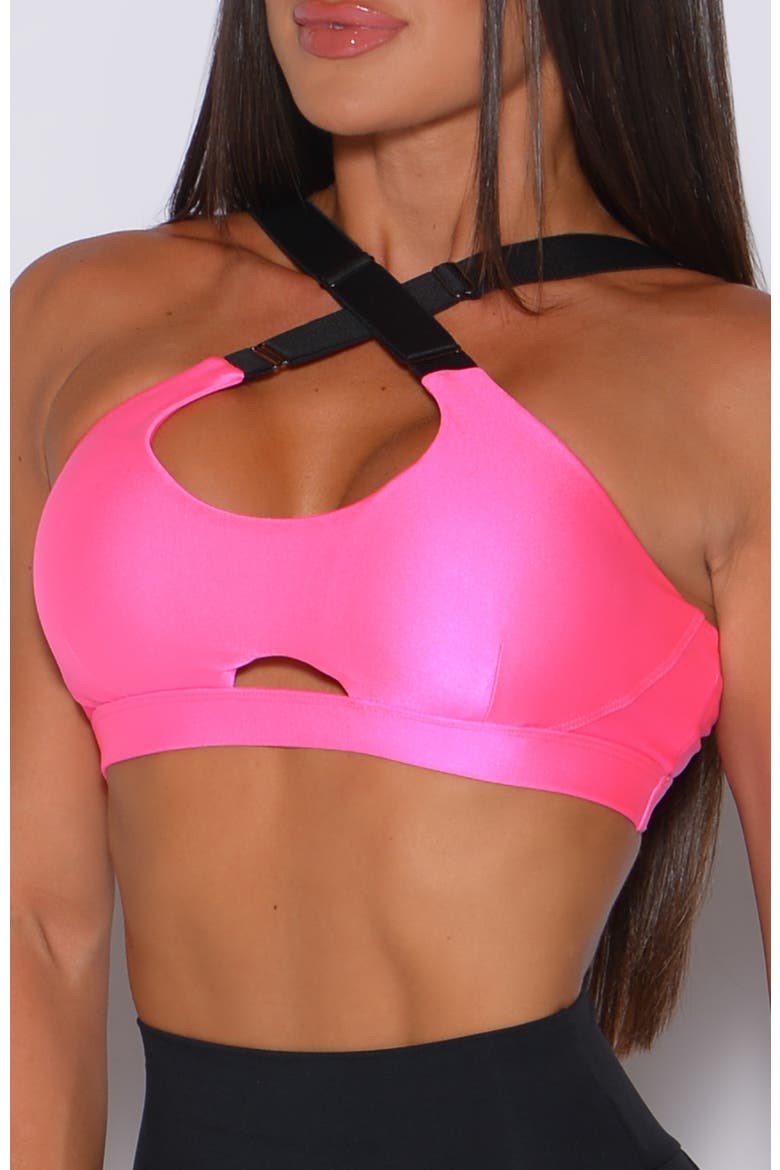 Glow Sports Bra, Alternate, color, Neon Pink