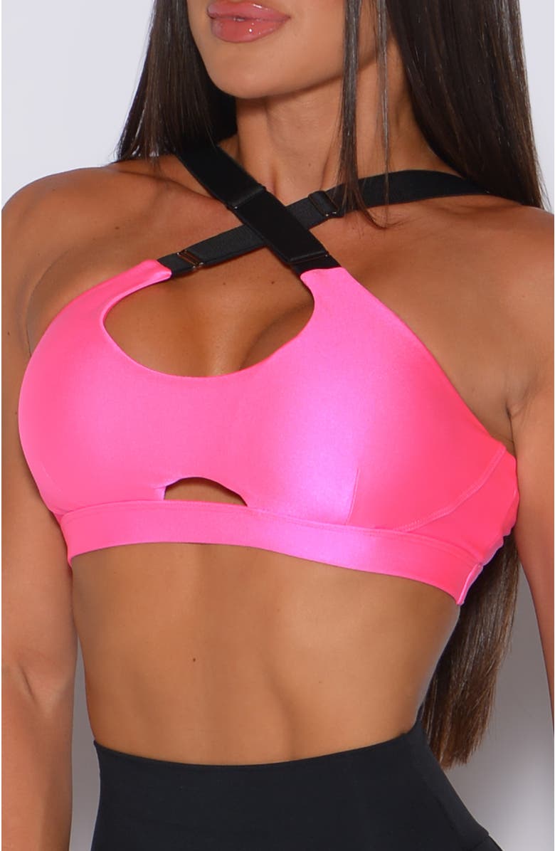 Bombshell Sportswear Glow Sports Bra, Alternate, color, Neon Pink