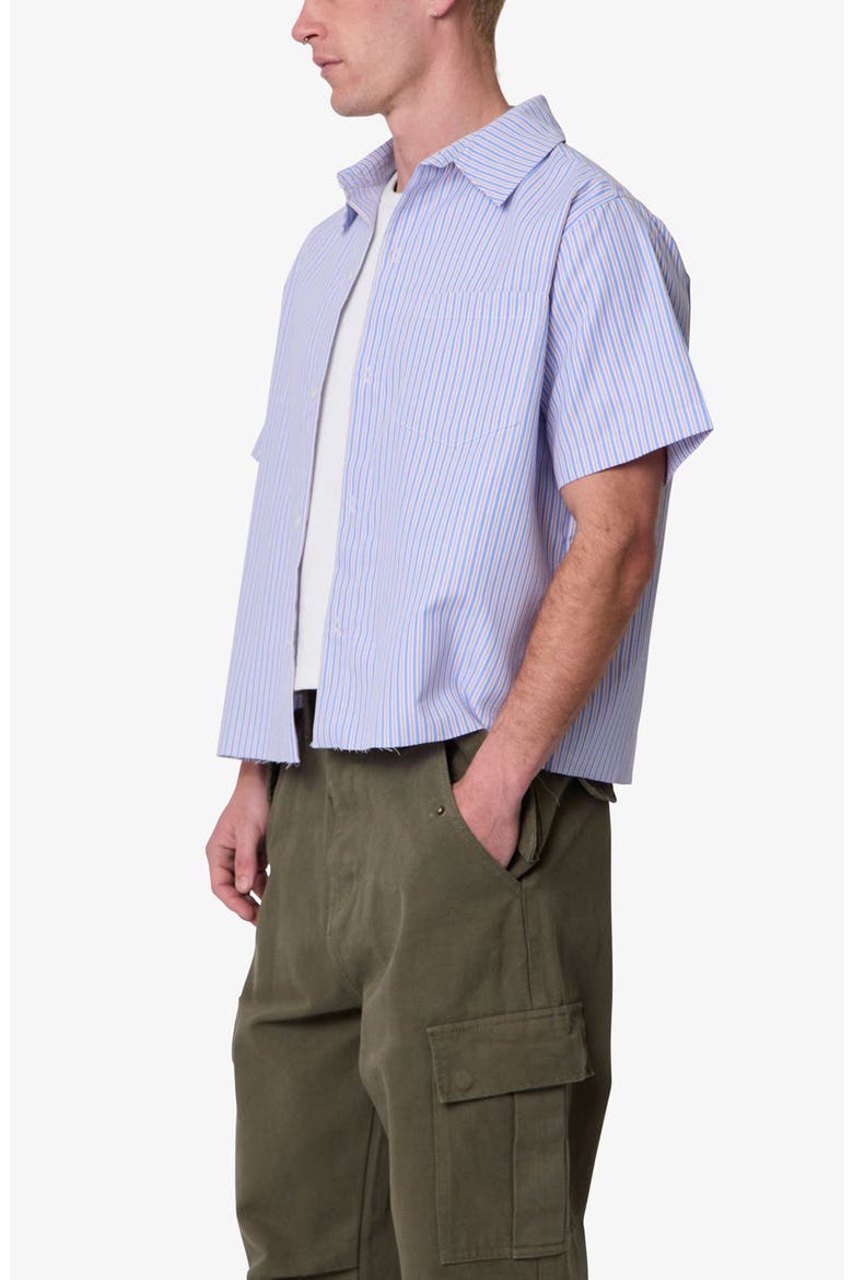 Stripe Poplin Short Sleeve Button-Up Shirt, Alternate, color, BLUE
