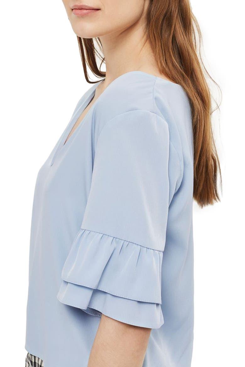 Tie Back Ruffle Sleeve Top, Alternate, color, LIGHT BLUE