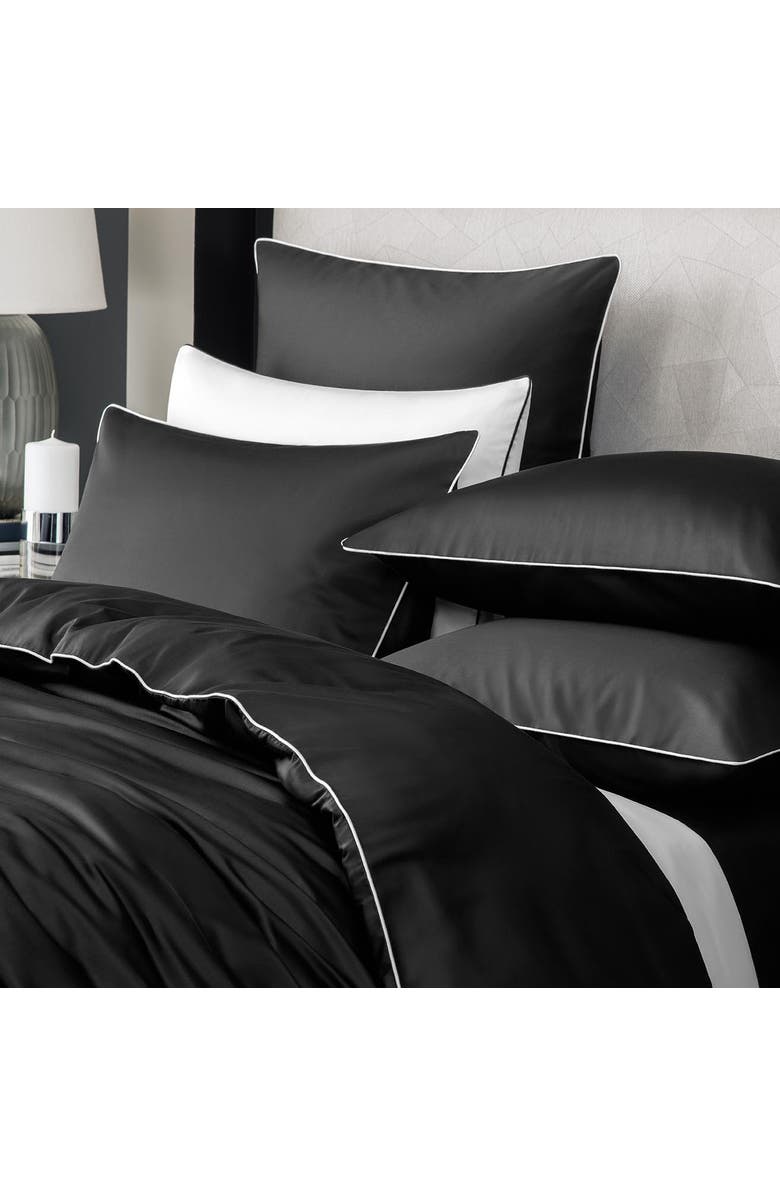 Togas Clarity piping Pillowcase Set, Alternate, color, Black