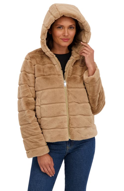 Sebby Faux Fur Short Jacket In Brown