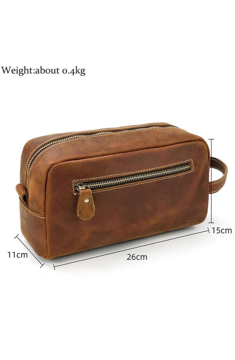 STEEL HORSE LEATHER The Wanderer Toiletry Bag | Genuine Leather Toiletry Bag, Alternate, color, Brown