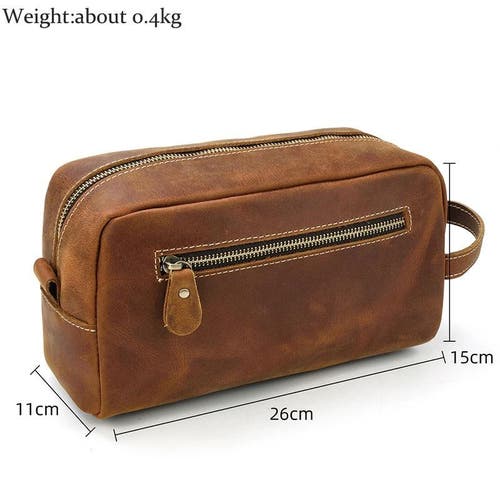 Steel Horse Leather The Wanderer Toiletry Bag | Genuine Leather Toiletry Bag In Brown