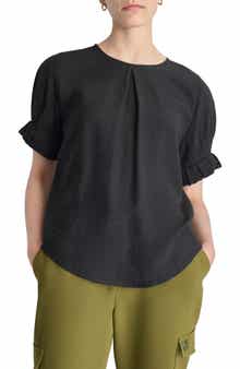 DKNY Crinkle Texture Short Sleeve Top