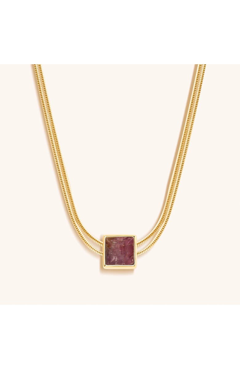 Karma and Luck Charm & Harmonize - Pink Tourmaline Evil Eye October Birthstone Necklace, Main, color, Gold/Pink