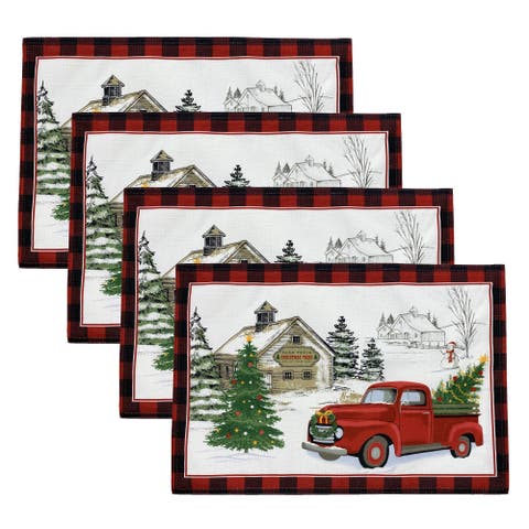 Vintage Christmas Tree Farm Holiday Placemat Set Of 4