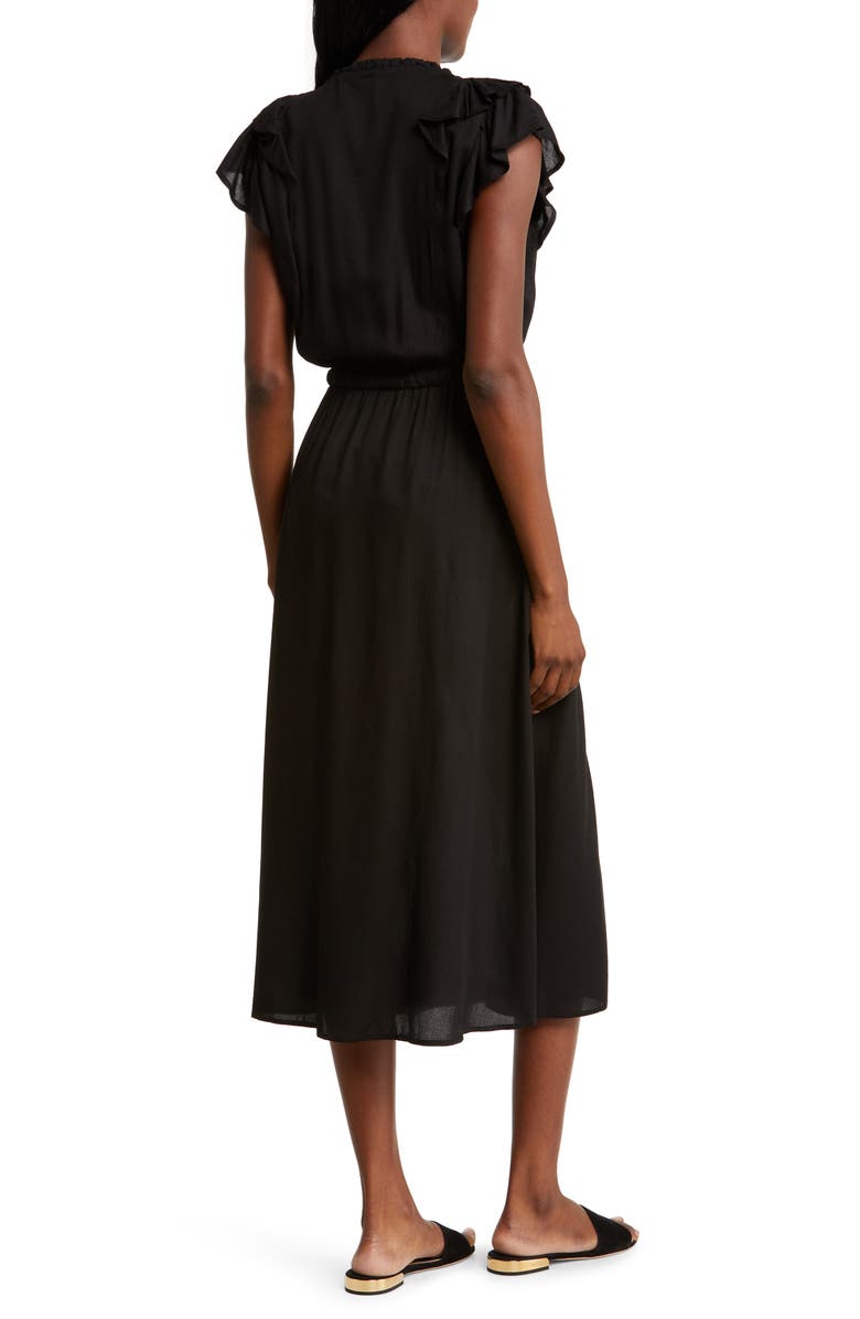 Elan Tiered Ruffle Cap Sleeve Midi Cover-Up Dress, Alternate, color, 