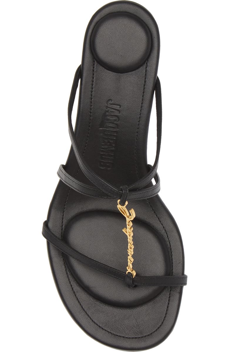 Jacquemus Strappy Logo Charm Sandal, Alternate, color,