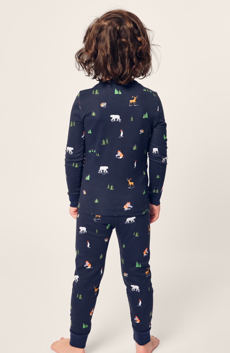 Petite Plume Kids' Arctic Antics Snug Fitted Two-Piece Pima Cotton Pajamas, Alternate, color, Navy