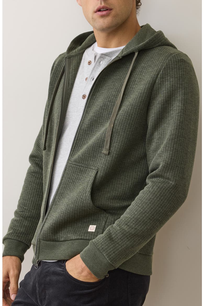 Corbet Quilted Zip-Up Hoodie, Alternate, color, OLIVE