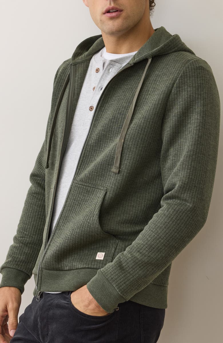 Marine Layer Corbet Quilted Zip-Up Hoodie, Alternate, color, Olive