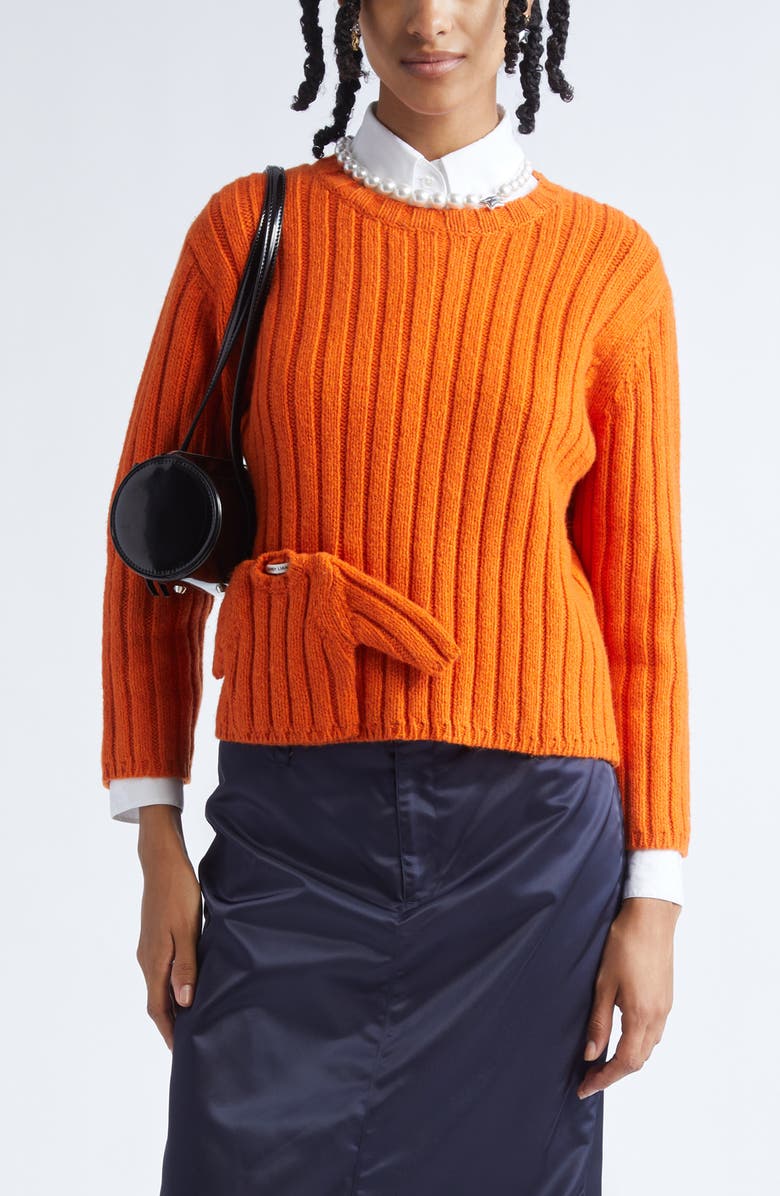 Sandy Liang Carlow Rib Wool Blend Sweater, Main, color, Orange