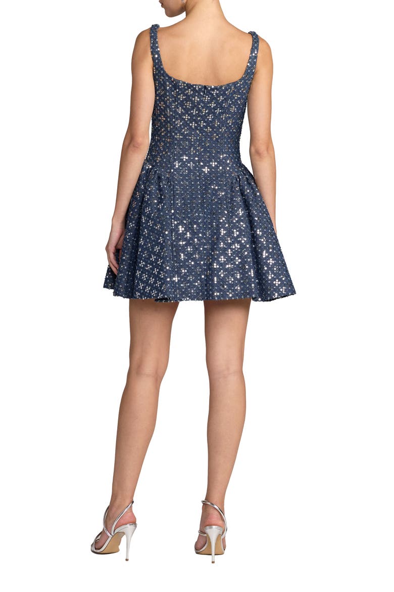 Sleeveless Sequin Denim Mini Dress, Alternate, color, Blue