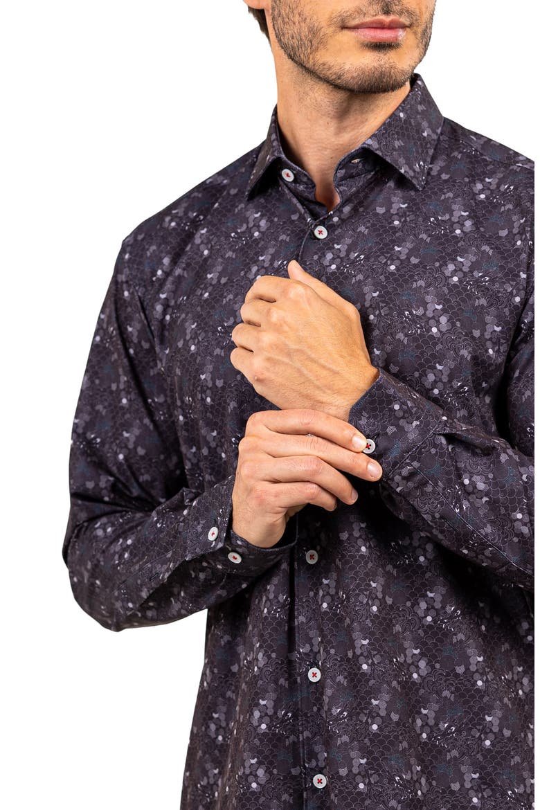 Fibonacci Stretch Ascension 3315 Contemporary Fit Button-Up Shirt, Alternate, color, BLACK