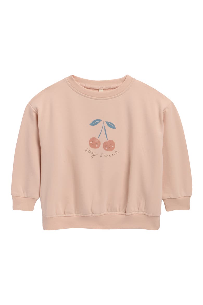 Cherry Relaxed Fit Stretch Organic Cotton Terry Sweatshirt, Main, color, BLUSH