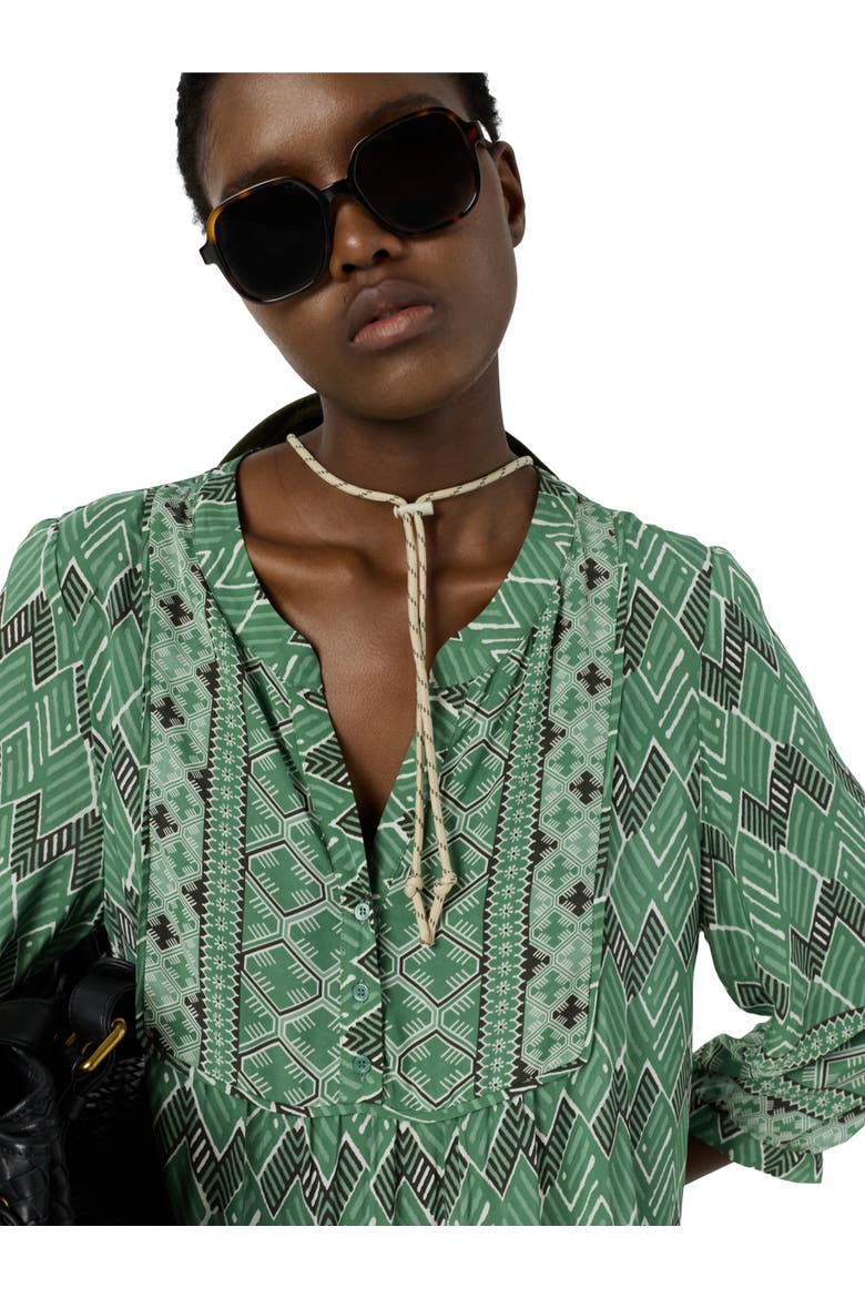 Rim Geometric Tunic Knee-Length Dress, Alternate, color, Green